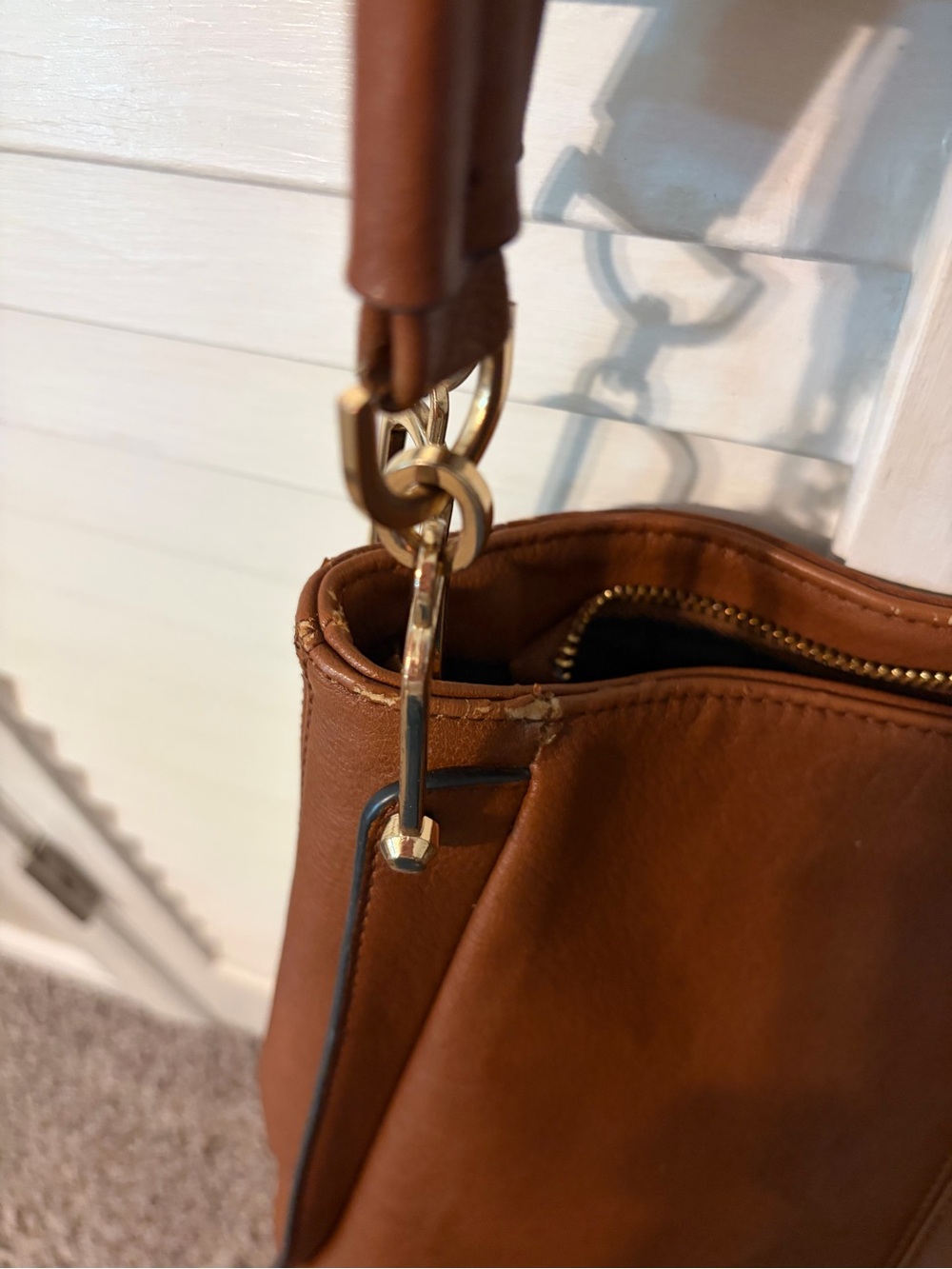 Dune London Brown Leather Shoulder Bag with Tassel - Picture 4 of 6